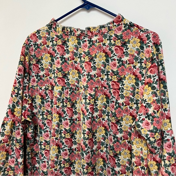 Kirundo Floral Print Babydoll Tent Tiered Mini Dress Pinm White Green Large - Picture 11 of 12